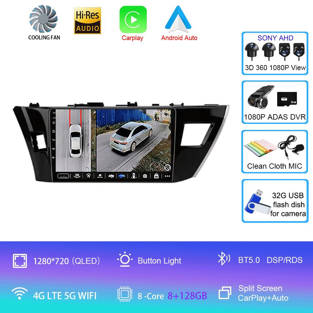 For Toyota Corolla Ralink 2013 2014 2015 2016 4G Android 14 Car Stereo Radio Multimedia Video Player Navigation GPS 2Din