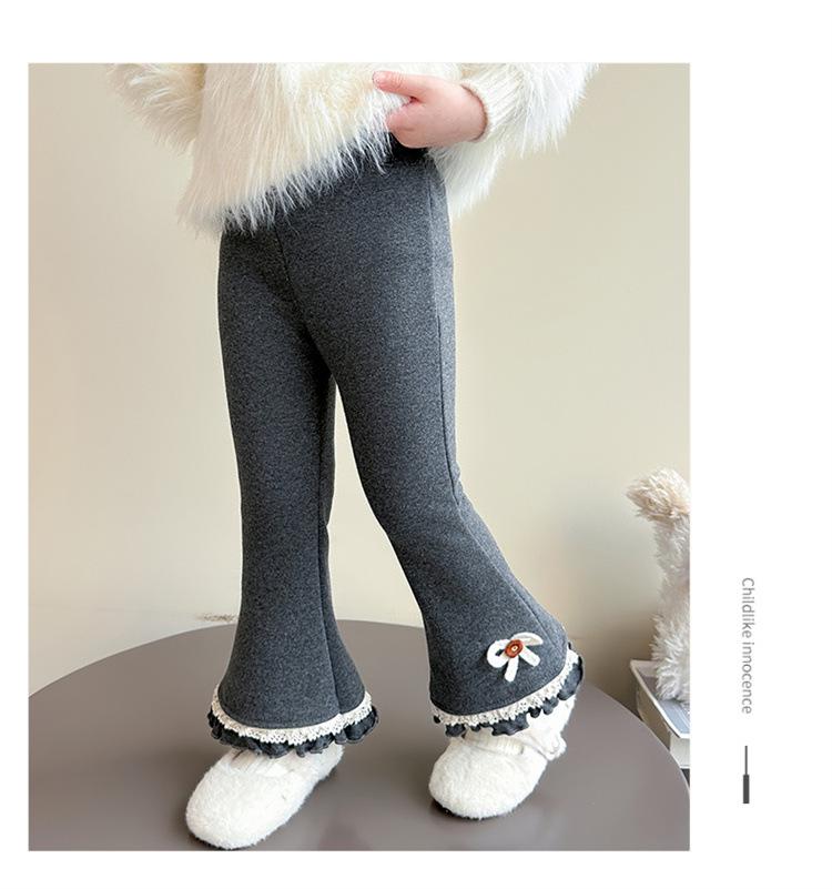 2025 Girls' Fleece-Lined Flare Pants - Winter Fashion Leggings