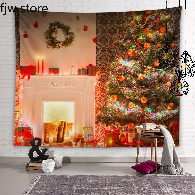 Рождественский Новый год Декор Гобелен Дерево Печь Свеча Настенная Живопись Комната — фото 14