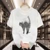 American Style Heavyweight Niche Fluffy Cat Short Sleeve T-Shirt for Men Summer Couple Loose Top Trendy