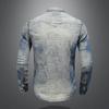 Lässige, florale Punk-Jeansjacke für Herren mit Retro-Patch
