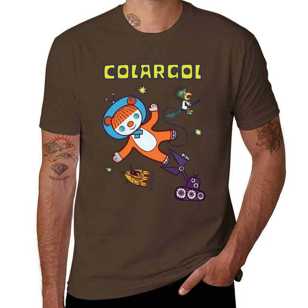 Colargol Bär im Weltraum T-Shirt Vintage Koreanische Mode Ästhetische Kleidung Schnelltrocknende Herren Weiße T-Shirts