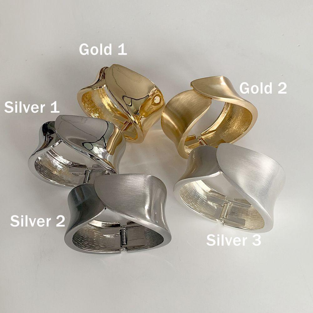 New Hinge Gold Bangle Metal Open Bracelet Jewelry Accessories Solid Color Chunky Bangle Bracelet Punk Alloy Irregular Wrist Cuff
