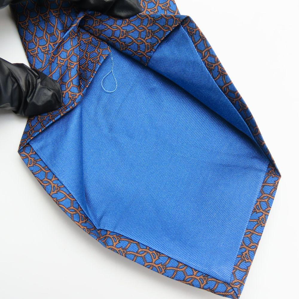Used HERMES tie Toyota limited edition silk Blue Brown suit