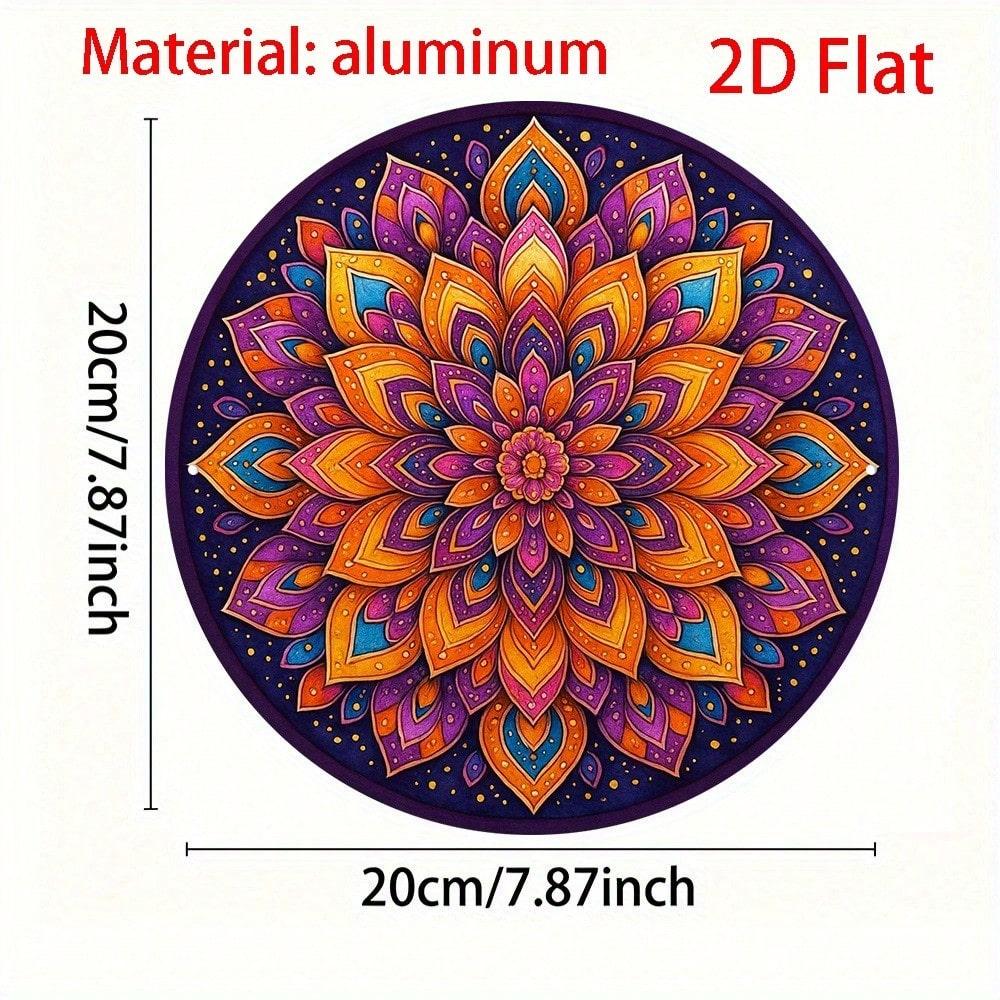 Mandala nástěnné umění Hliníkový znak Vintage kulatý Domácí dekorace Dárek Kuchyně Zahrada Kancelář
