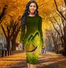 Long Sleeve Waist Tight Office Slim Fit Sparkling Butterfly Printing Elegant Bodycon Dress