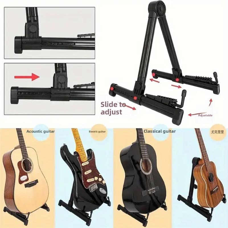 Portable Folding Guitar Stand for Acoustic Electric and Bass Guitars -Lightweight ABS A-Frame Floor Stand with Compact Foldable