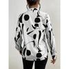 Women's Fashion Casual Spring Autumn Colour Block Print Long Sleeve V-Neck Blouses Shirts