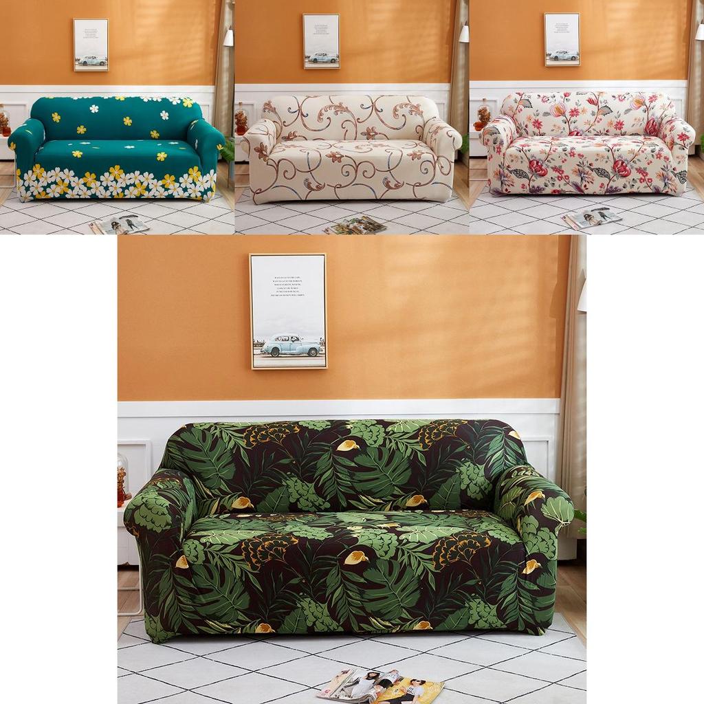 Floral Leaves Printed Soft Sofa Cover For 1/2/3/4 Seater Couches Excellent Fit And Stretch