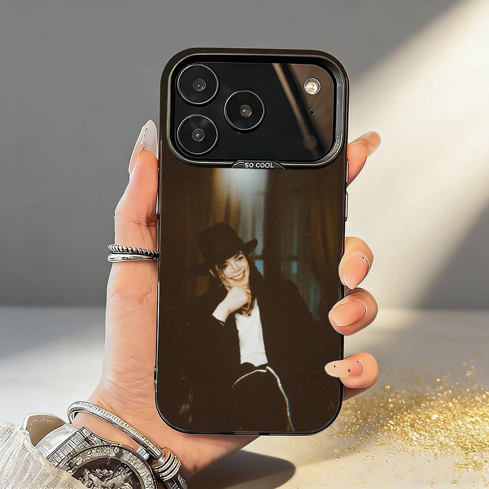1-1pc S-Singer Michael Jackson Phone Case For iPhone17,16,15,14,13,12,11,Pro,MAX White Matte Shockproof Cover