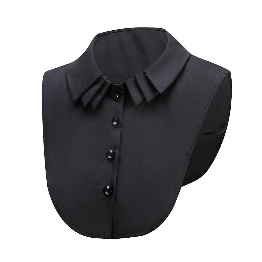 Button Removable Fake Collar Pleated False Collar Elegant Detachable Collar  Women s Wear чёрный