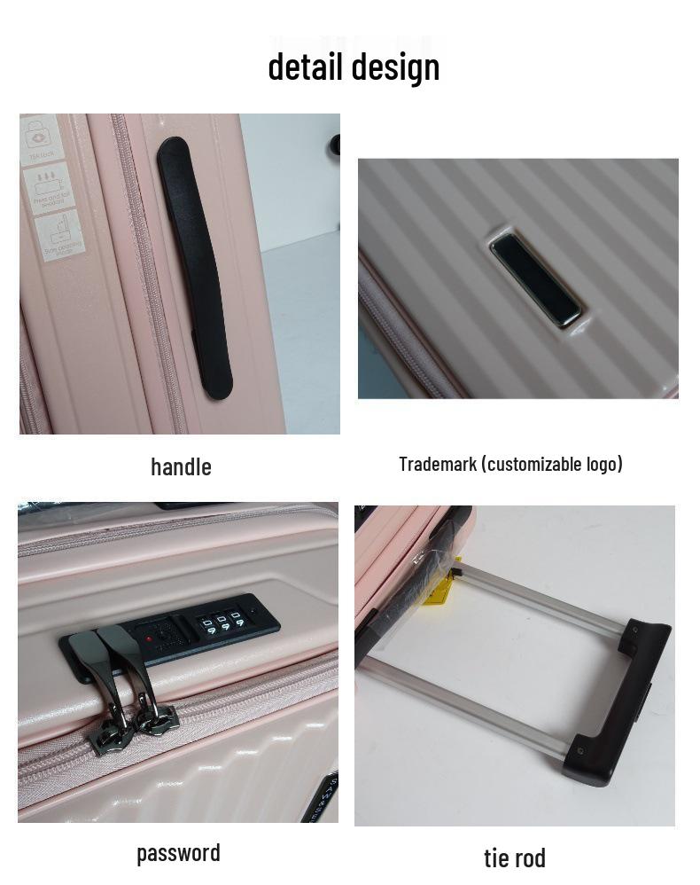 20-inch Front-Opening Trolley Suitcase with Universal Wheels and Password Lock