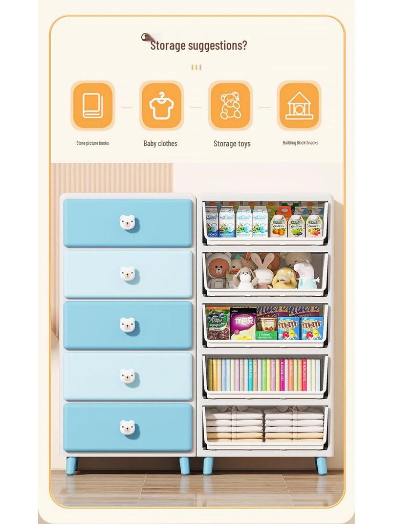 Children's Toy & Snack Storage Plastic Organizer Drawer Cabinet for Home Clothes