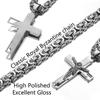 Platte Byzantijnse ketting voor heren neksieraden roestvrij staal zilver goud zwart kleur Jesus Cross hanger