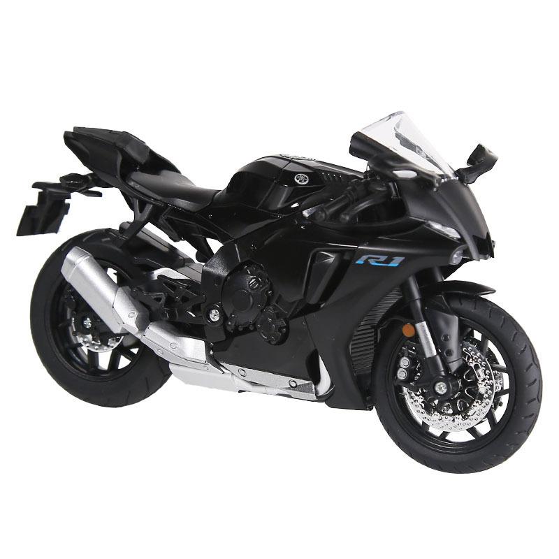 

1/12 Yamaha YZF-R1 R1 Модель гоночного мотоцикла из сплава Металлические литые модели Уличный спортивный мотоцикл Звук и свет Игрушки для детей Подарок чёрный