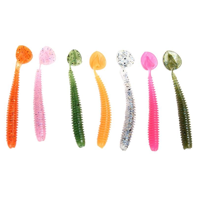 New 50pcs  Lure Spiral T Fish Soft Bait Softbaits Artificial Baits Weest Blackfish Culter Striped