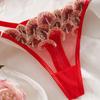 Europäisches & Amerikanisches Rotes Netz Besticktes Sexy Dessous-Set mit Durchsichtigem Blütenblatt-Höschen