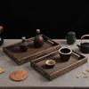 Decorate Tray Rectangular Wooden Tray Wooden Retro Style Charcoal Tea Set Tray Wood Storage Tray Home Kitchen