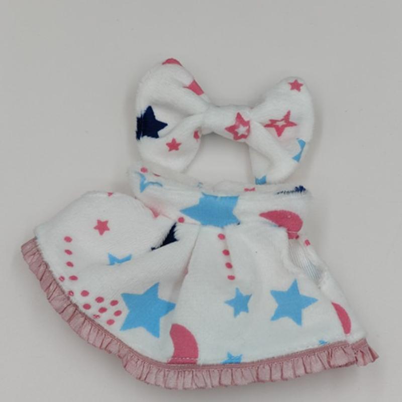 

17CM Labubu Luminous Skirt Clothes Pajamas Bow Outfit Fashion Overalls Set Party Doll Clothes Blind Box Doll Accessories NoDoll