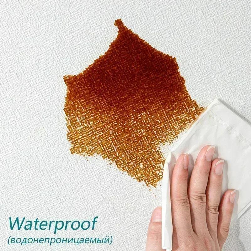 Selbstklebender Leinen 3D Schaumstoff Wandaufkleber PVC Unifarbene Wasserdichte Tapete für Wohnzimmer Schlafzimmer Badezimmer Heimdekoration