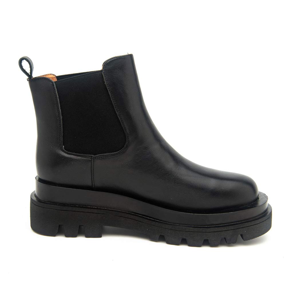 Placck Chelsea Genuine Side Platform Plus Size Women's Boots, Leather, Gore, Sole, Leg-Slimming, Casual, (Height 23cm)