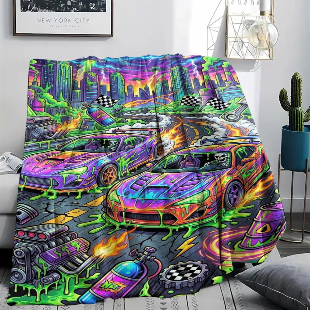 Manta de Franela Estampada para Vehículos de Transporte de Ácidos, Alta Calidad, Cómoda para Todas las Estaciones, Decoración del Hogar, Calidez y Comodidad, Perfecta para Regalos de Navidad