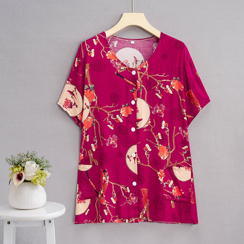 Summer Top Women Cardigan Thin Short Sleeve Plus Size Women's Blouse Summer Loose Vintage Clothes