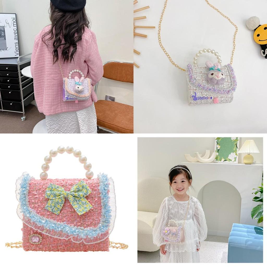 Girls Childrens Cute Pearl Mini Shoulder Bag With Breathable Fabric For Daily Fashion Accessory
