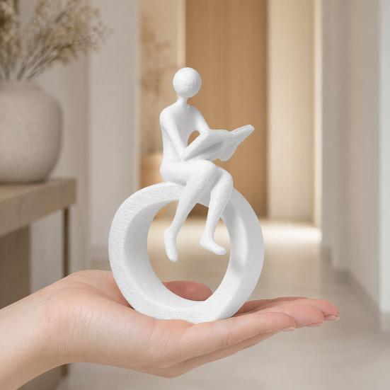Jijijing 3D Printed Reading Figurine, Abstract Reader Statue for Home Decor, Modern Minimalist Sculpture Bookshelf Desk Office Ornament
