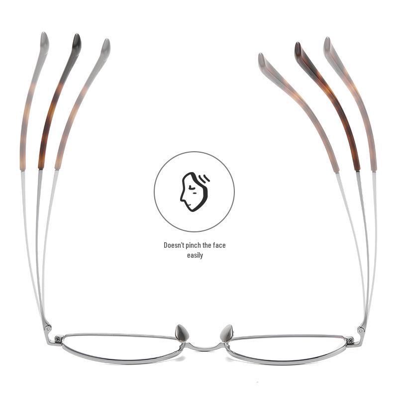 Ultra-Light Titanium Oval Frame Myopia Glasses, Women's Anti-Blue Light Gold Wire Nerd Style