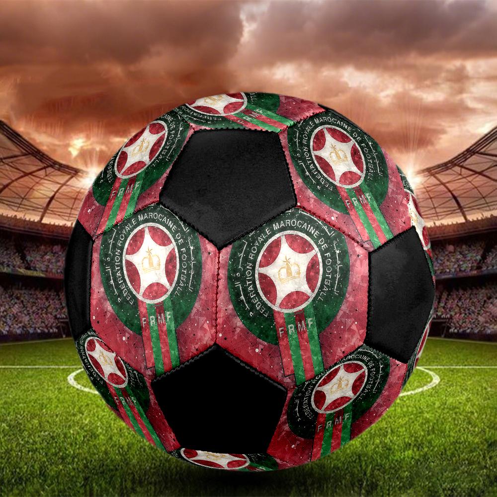 Morocco National FC Size5 Soccer Ball, Colorful, Suitable for All Ages, Machine-stitched, PVC Material, Competition Grade,durable and High Bounce