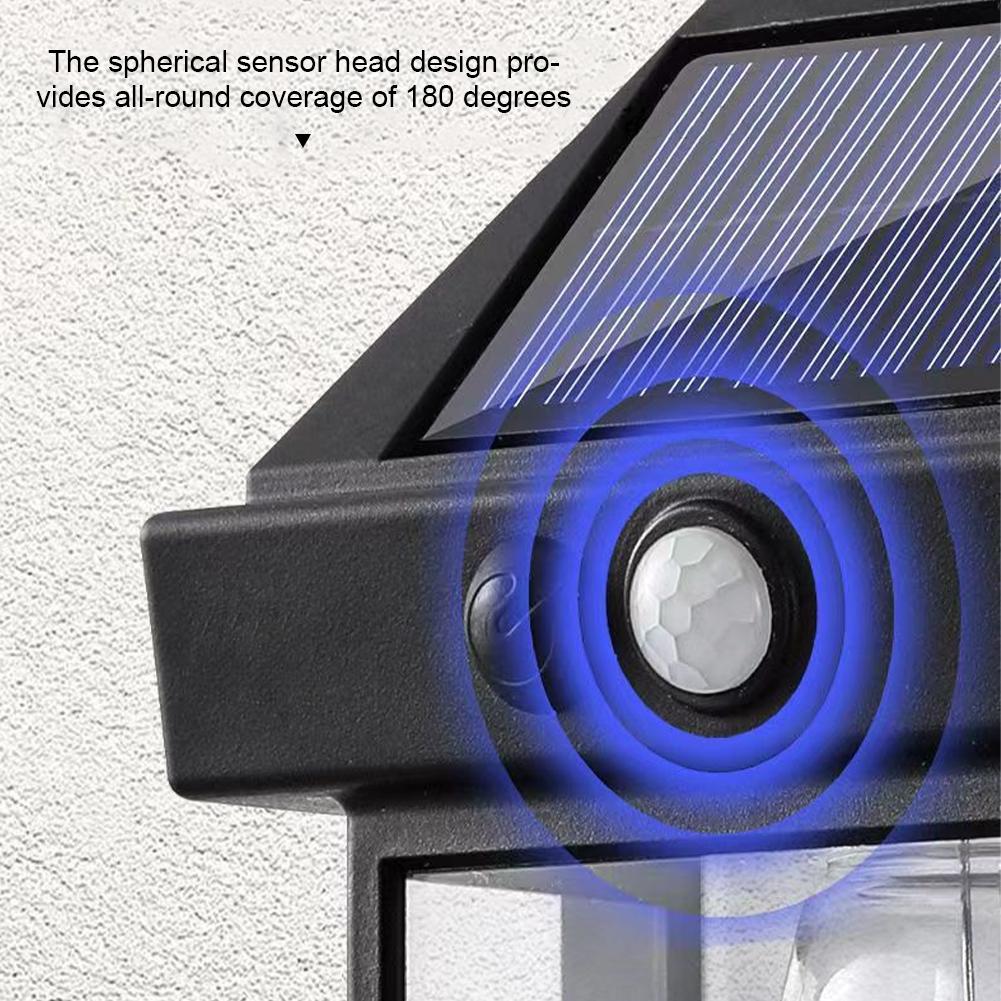 Motion Sensor Outdoor Solar Wall Lamp Waterproof Tungsten Filament Lamp Induction Lamp Household Light Garden Wall Light