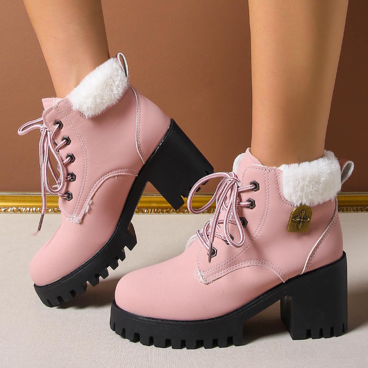 

Popular in Winter Casual and Elegant High heeled Women s Boots Fashionable New Comfortable Round Toe Thick Soled Horse Boots Comfortable Soft Sole Non 36