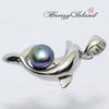 [BreezyIsland] Hawaiian Jewelry Pendant Top Dolphin Freshwater Pearl Sterling Silver 925