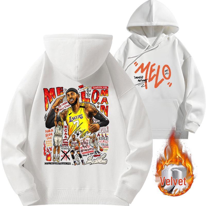 Anthony's 2025 Lakers Hoodie - Basketball Loose Fit, Autumn Plus Velvet, Thickened.