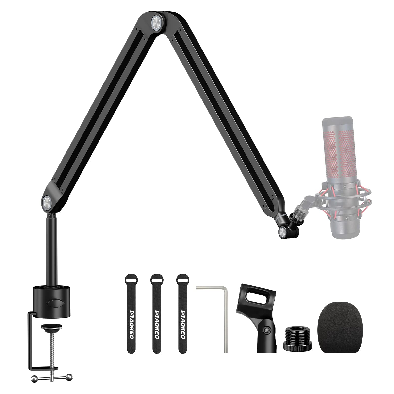 

Aokeo AK-45 Adjustable Compact Microphone Suspension Boom Scissor Arm Stand for Blue Yeti, Snowball iCE, HyperX QuadCast, SoloCast, Elgato Wave, etc…