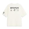 Li Ning Badfive Fashion Versatile Casual Loose Round Neck Letter Print Pattern T-Shirt Men Tops Off-White AHSVA11-2