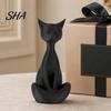 Cat Desk Decor 3D Printed Meditating Figurine, Modern Abstract Sculpture with Cross-Legged Pose, Narrative Space Decoration Minimalist for Office