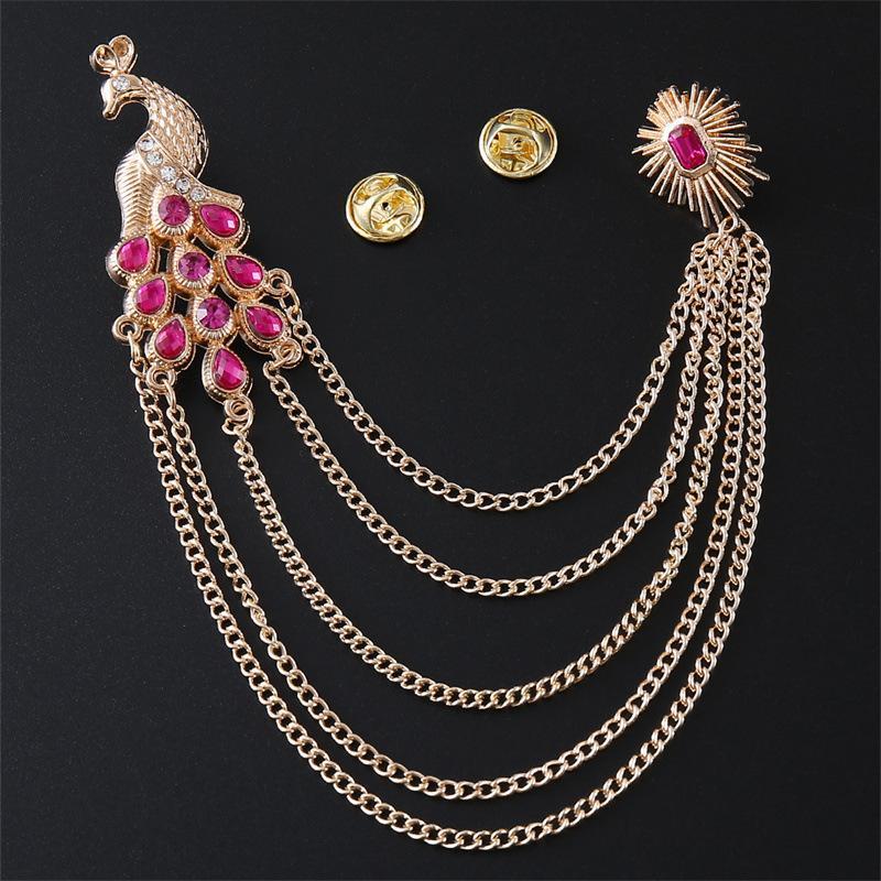 Alloy Peacock  Tassel Ceremony Banquet Corsage  Jewelry Clothing Accessory Vintage Brooch Men Women Brooch