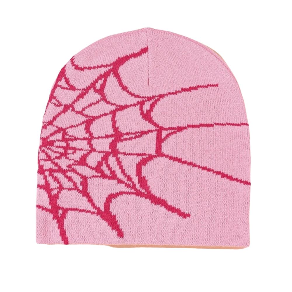 Warm Pullover Hat Soft Cuffed Knitted Hat Y2K Spider Web Pattern Beanie Caps Casual Wear