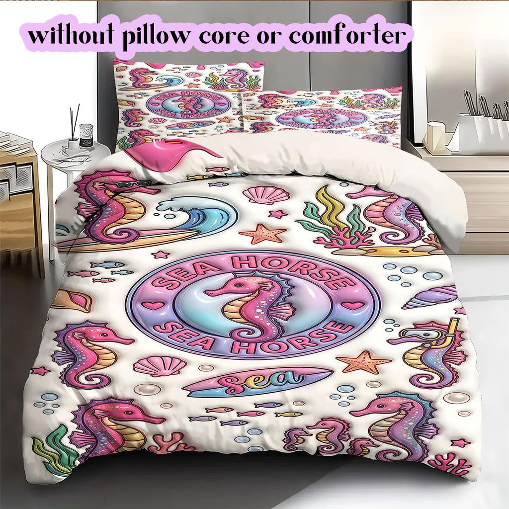 Cute animals surfing Pattern Bedding,Quilt Set Quilt Cover Pillowcase Home Birthday Gift (1*duvet cover+2*pillowcase,without core)