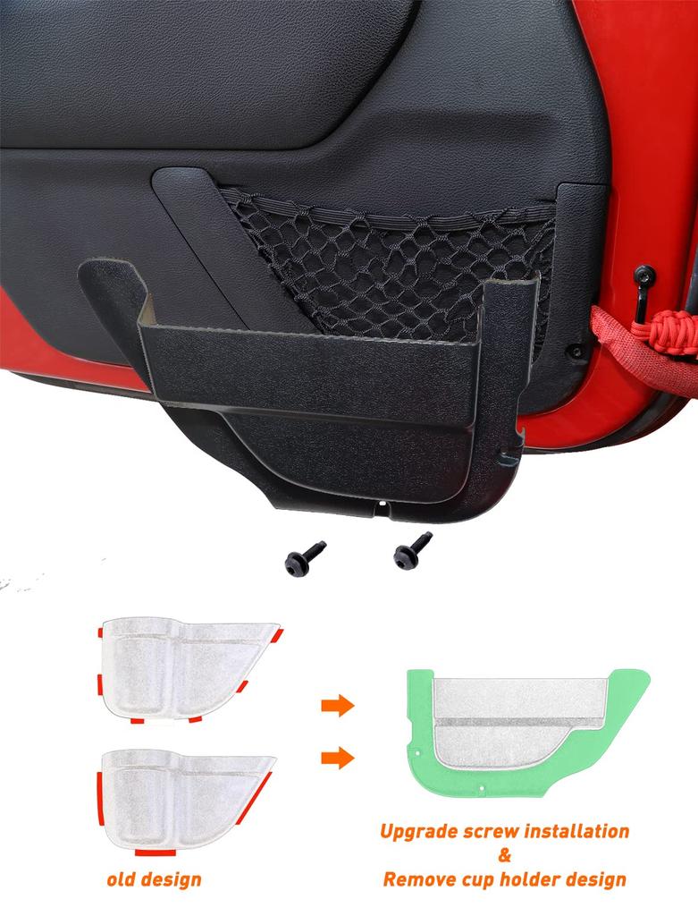 Savadicar DP4 Front Door Storage Pockets Cup Side Insert Box Organizers for Jeep Wrangler JK JKU Interior Expansion Patented 2 Pieces (No Holders),