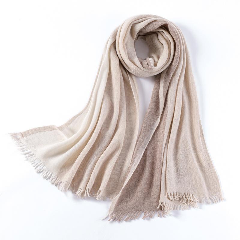 2025 women's knitted wool scarf women's fringed color matching wool lady scarf shawl warm wear fashion