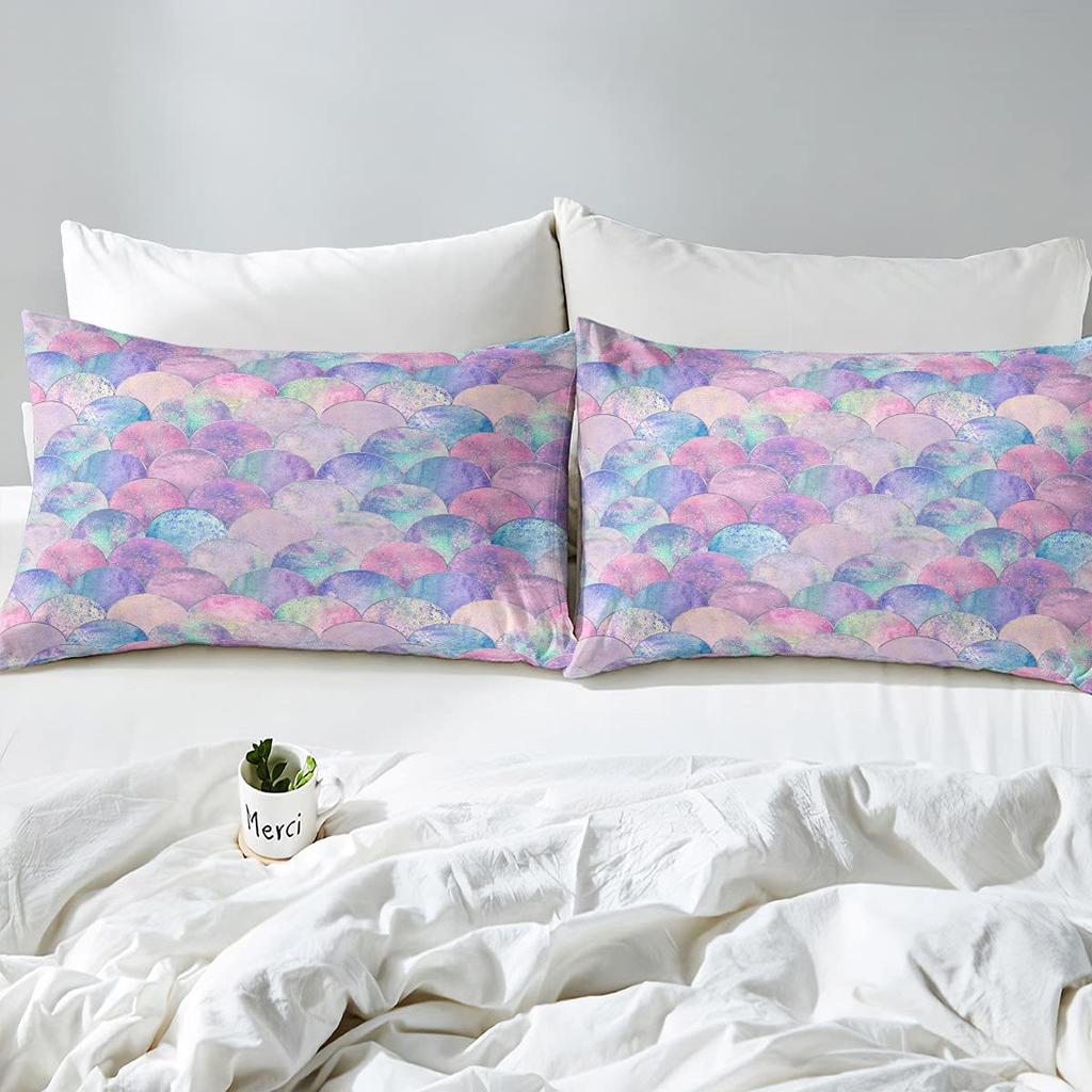 Mermaid Scale Pattern Three-Piece Quilt Cover 3D Digital Printing Bedding Set Bed Cover