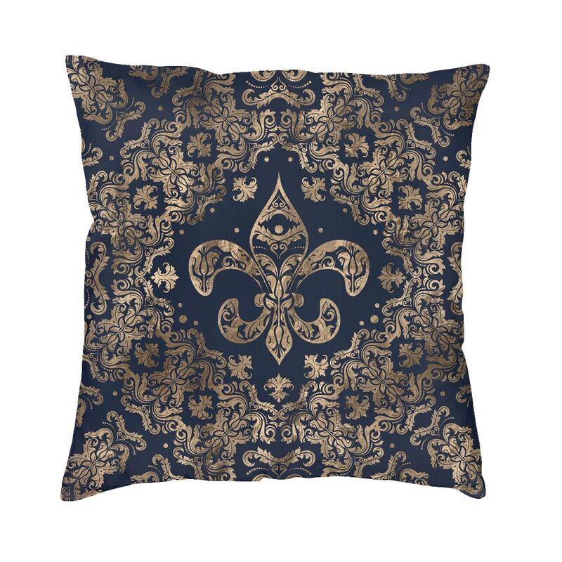 Elegant Black And Gold Fleur De Lis Cushion Cover Soft FleurDeLys Lily Floral Throw Pillow Case Home Decorative Pillowcase