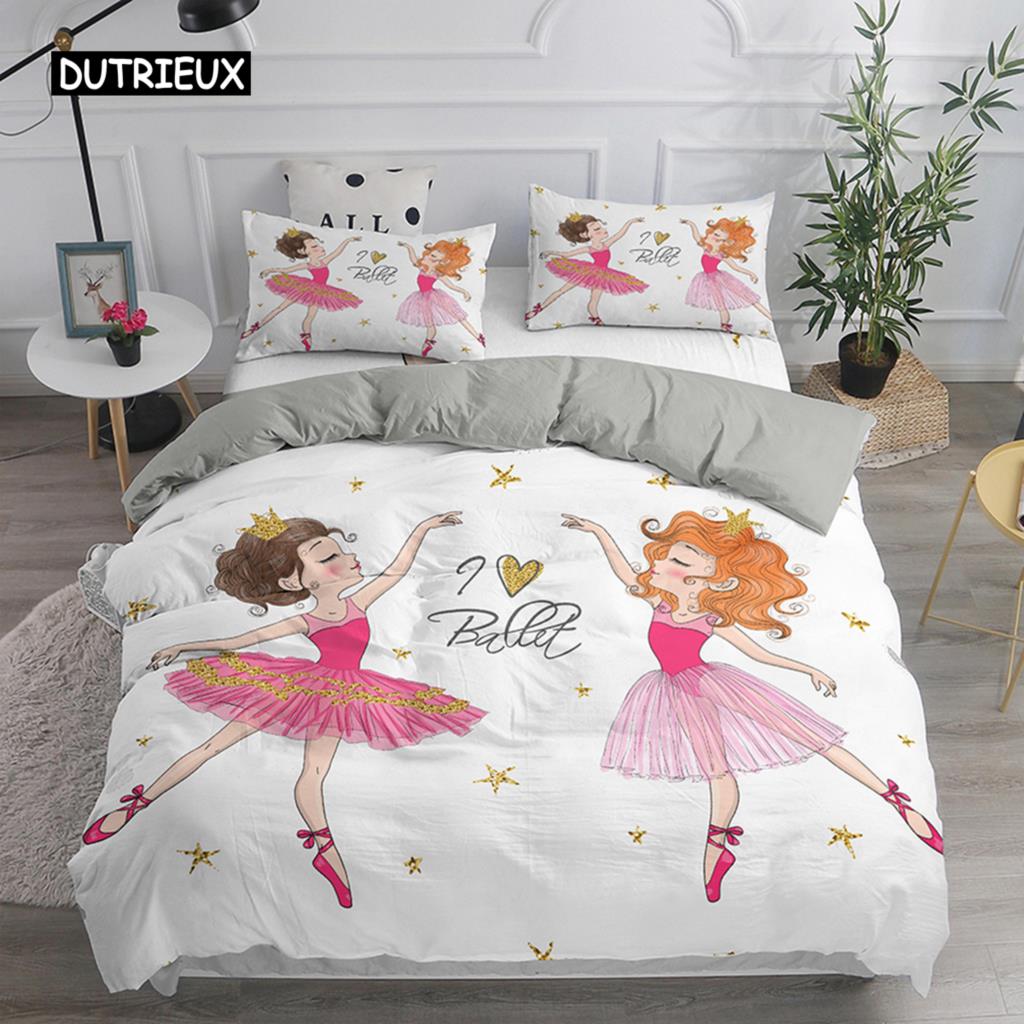 Set de lenjerie de pat pentru fete, balet, dans, fete, husă de pilotă, minunate balerine, 135, roz, husă de pilotă, pat de prințesă, single, HomeTextiles
