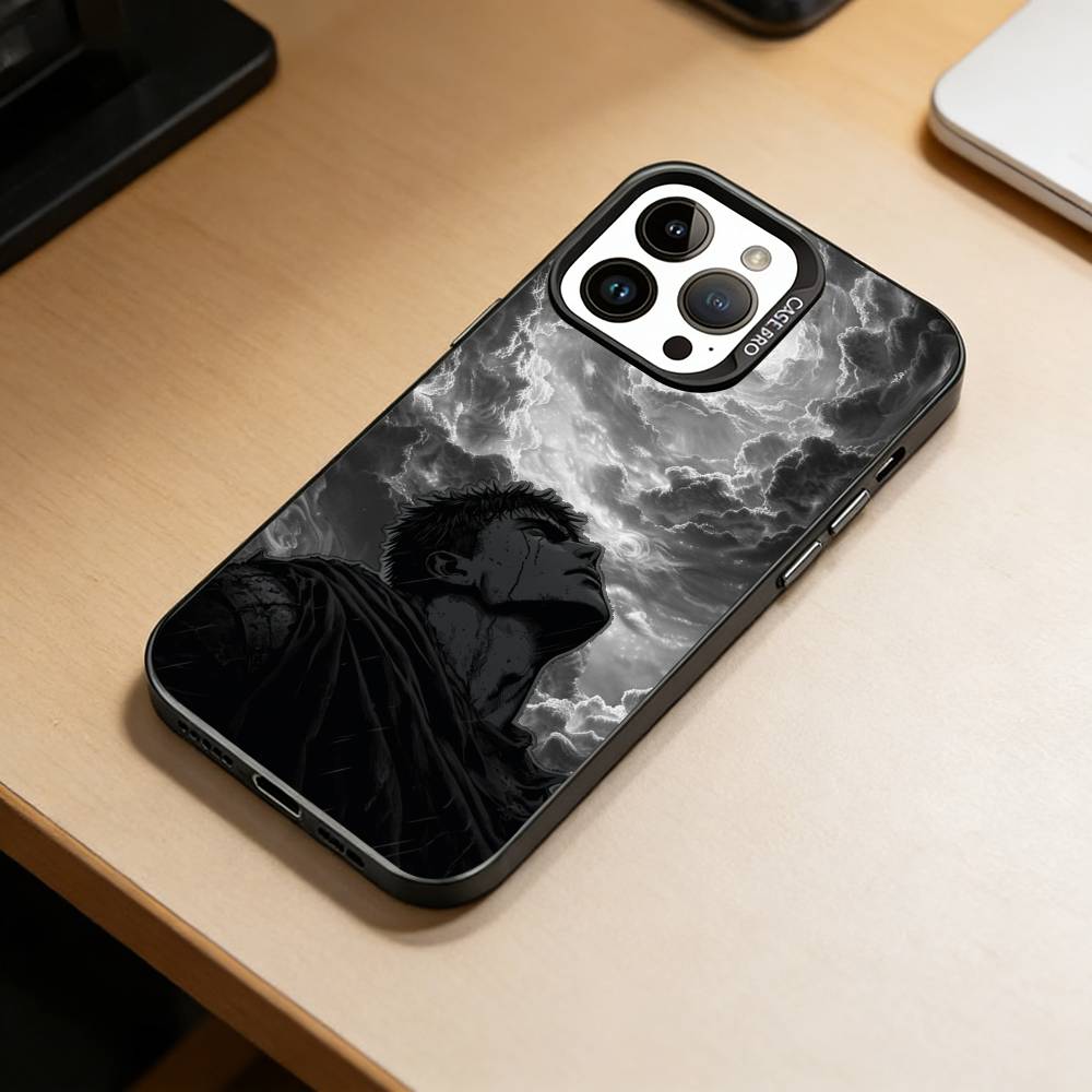 Anime Berserk Guts Phone Case For iPhone 17,16,15,14,13,12,11 Plus,Pro Max,XS,Colorful Silver Phone case Funda Cover