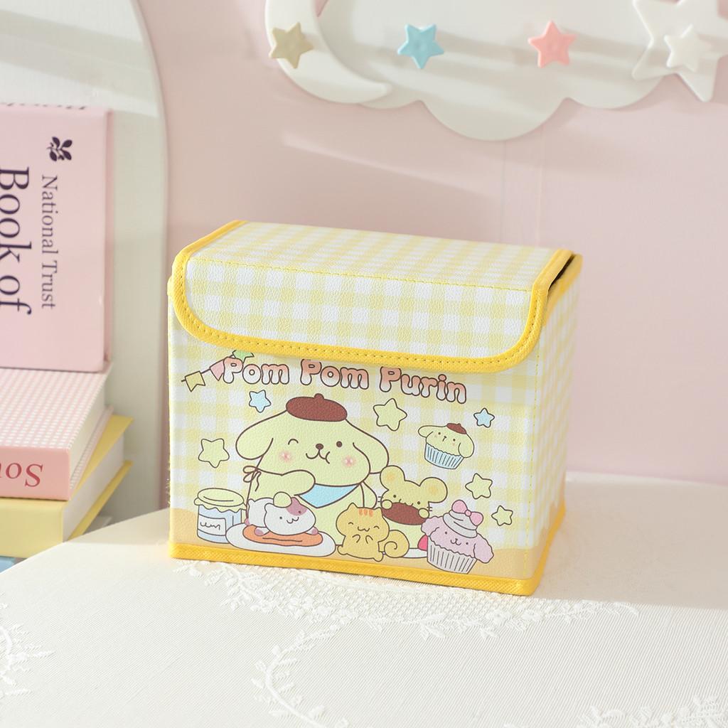 Hello Kitty Kuromi Cinnamoroll Melody Party Theme Foldable Flip Storage Box For Dorm Room And Desk Storage