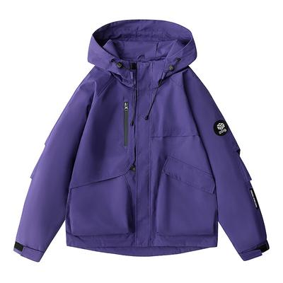 Chaqueta Nueva de Primavera y Otoño para Exterior Cortavientos e Impermeable con Capucha Color Sólido Chaqueta de Pareja