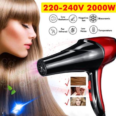 2000W Electric Hair Dryer Salon Professional 2 Speed 3 Heat Hairdressing Blow with Detachable Nozzle